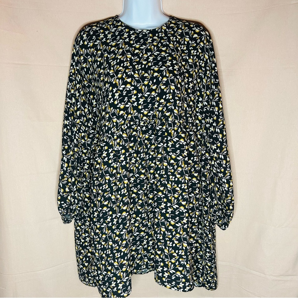 Zara Black and Yellow Floral Oversized Babydoll Dress in Size Medium - Picture 6 of 6